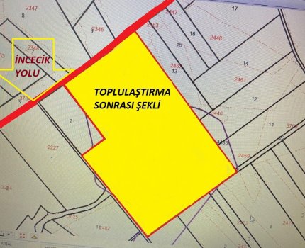 İncecik Yoluna Sıfır 227 Dönüm Tek Tapu Tarla